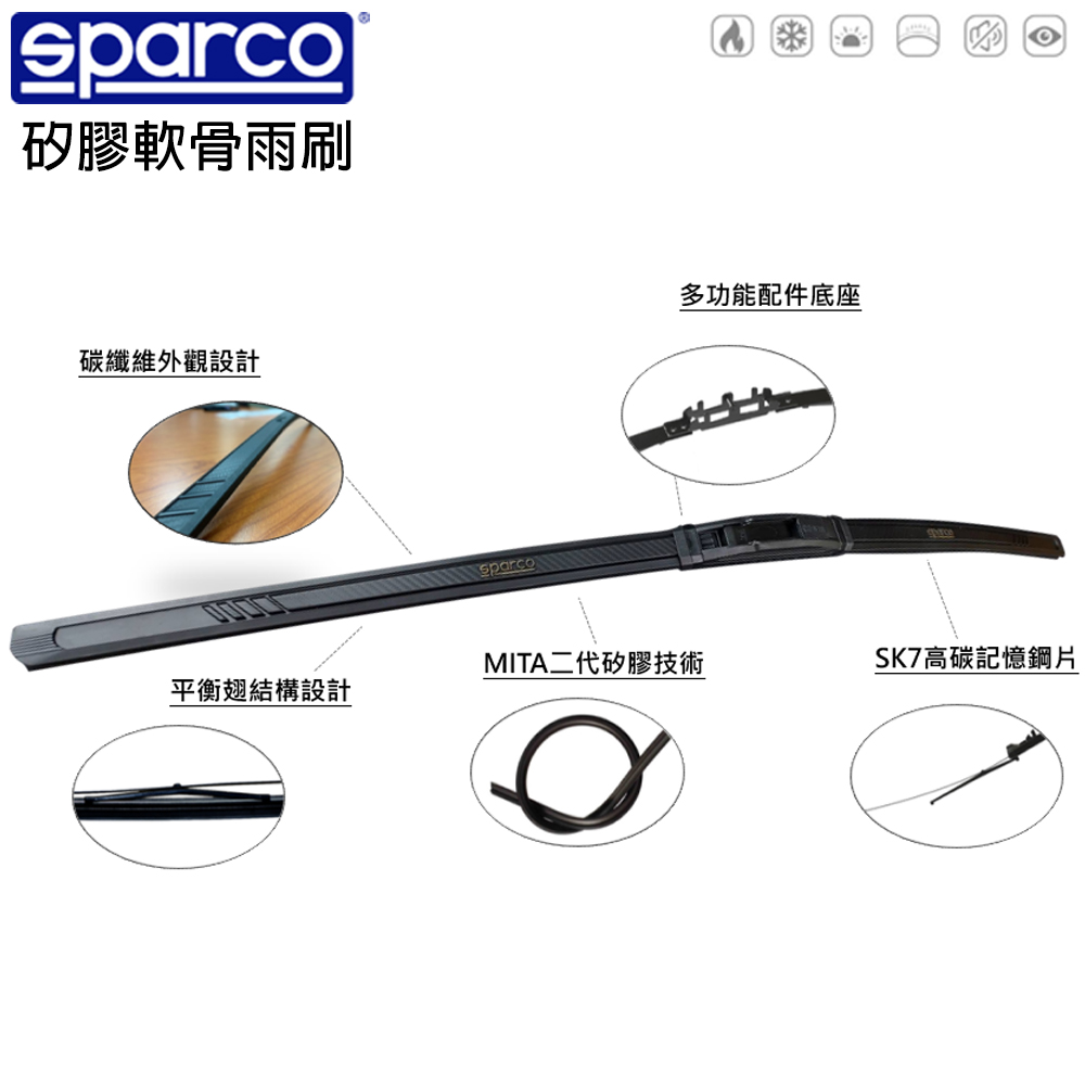 SPARCO】SPARCO雨刷矽膠軟骨14吋