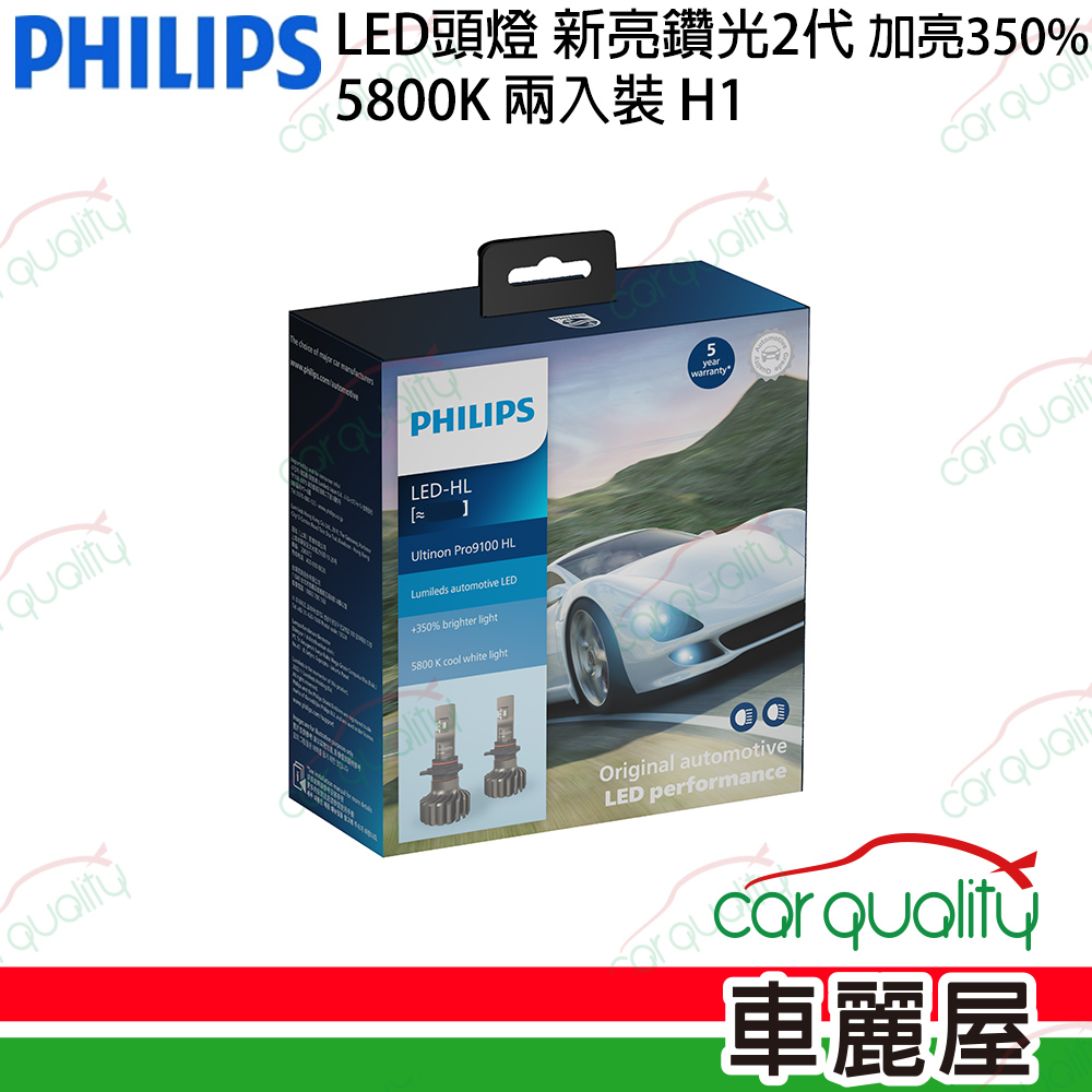 【PHILIPS】LED頭燈 U91 亮鑽光2代 5800K 舒適白光 H1