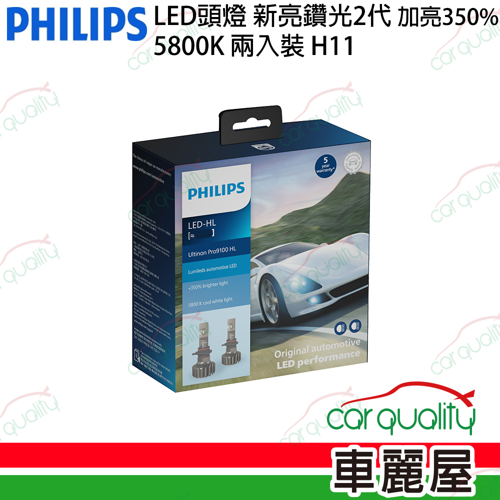 【PHILIPS】LED頭燈 U91 亮鑽光2代 5800K 舒適白光 H11